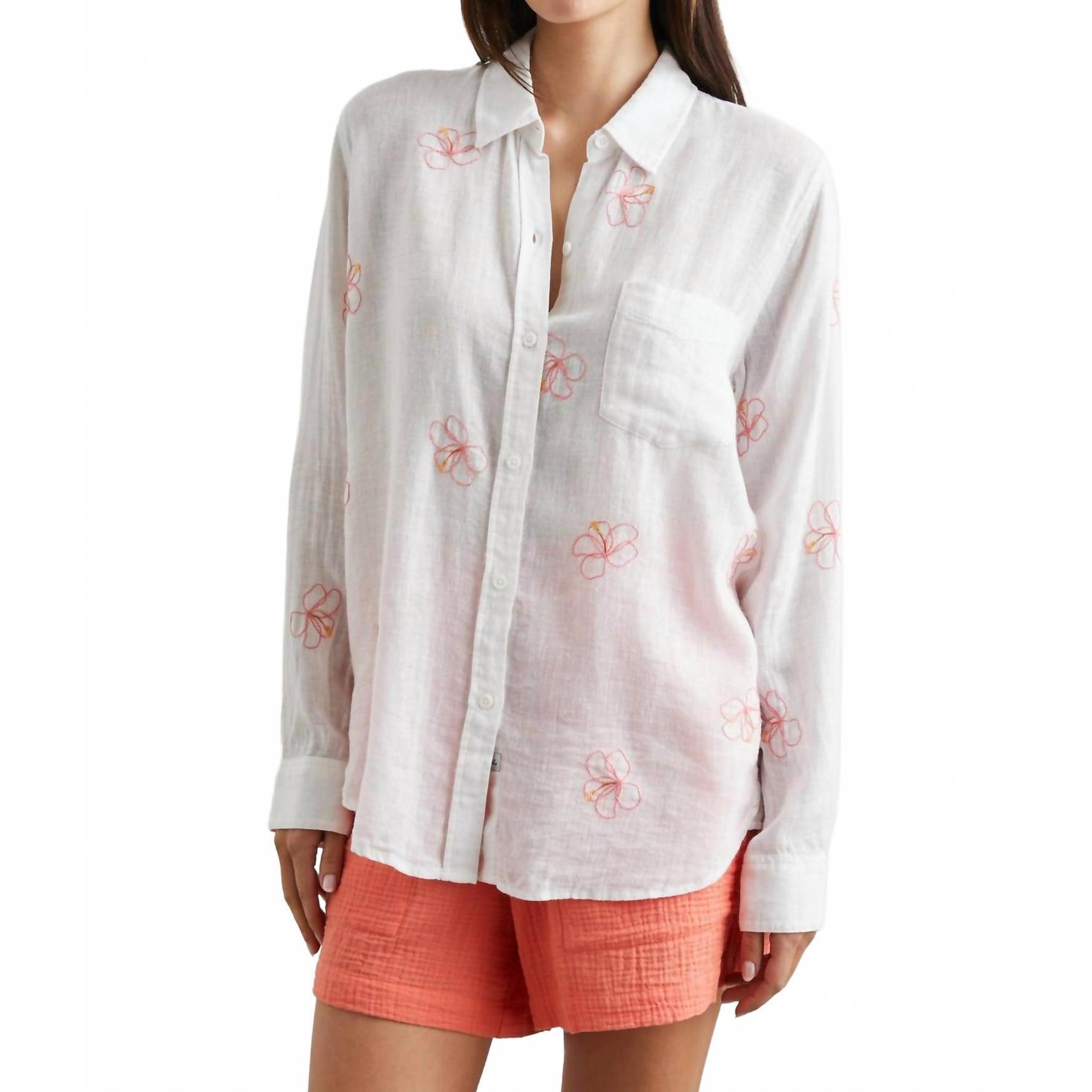 New Rails Charli Shirt In Hibiscus Embroidery